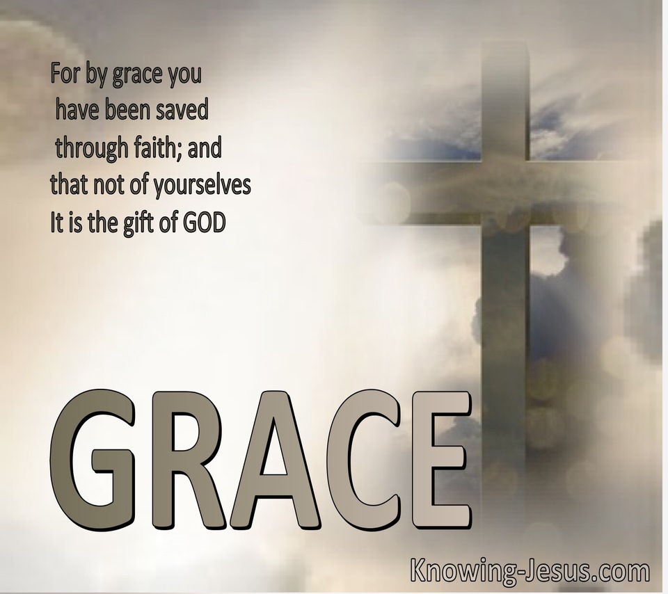 Ephesians 2:8 Saved by Grace (beige)